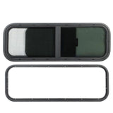 900x300mm Round Angle Sliding RV Window Black Tempered Glass Shade Window for Camper Trailer