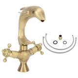 Bathroom Sink Faucet Copper Antique Dolphin Double Lever Washbasin Mixer Tap for Kitchen Toilet Bathtub