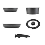 (5 piece set) Nonstick Cookware with Removable Handle for Easy Use Space Saving Cooking Pots and Pans Set Scratch Resistant Pans