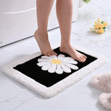 (black) Bathroom Rug Mat, White Flower Bathroom Rug, Fluffy Soft Ultra-fine Fiber Carpet, Non-slip Bath Mat, Machine Washable Plush Mat -40cm  60cm, Gray