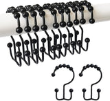 (black) Shower Curtain Hook Rings Rustproof Metal Double Roll Sliding Shower Hooks For Bathroom Shower Rod Curtains Set Of 12 (gold, Set Of 12)