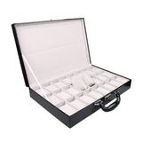 Watch Box 24 Slot Elegant Portable Black-Watch Collection Box Case Organizer