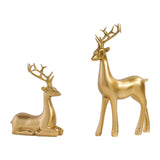 Rentierfigur, Elch, Hirschstatue, kreative, Moderne Hirschfigur, Elchskulptur fr Schlafzimmer, Bcherregal, Wohnzimmer, Brodekoration, Gold