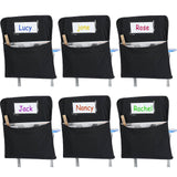 6 Pack Large 17 Inches Chairback Pocket Chart for Student Book Organizer (Black)