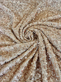 Sequin Velvet Fabric Soft Stretchy Glittering Sequ  1 Yard (Cream Champagne)