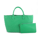 Fashion Woven Vegan Leather Shopper Tote Travel Handbag Women's Shoulder Bag