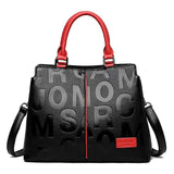Fashion Leather Black with Red Handbags Medium for Women Luxury Shoulder Bag Tote TopHandle Satchel Purses for Ladies