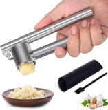Stainless Steel Garlic Crusher And Peeler Set, Removable, Rust Resistant Garlic Chopper Designed To Extract More Garlic Paste (long Handle Garlic Crus