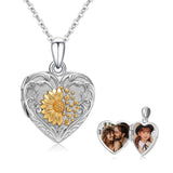 Locket Necklace 925 Sterling Silver Tree of Life/Sunflower/Rose/Lily of the Valley/Compass Locket That Holds Pictures Memorial Jewelry for Women Wife