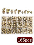 2025 Latest Model 165pcs Hydraulic Grease Brass Zerk Fitting M6M8M10 Assortment