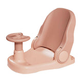 Infant Shower Chair Antislip Adjustable Sitting Lying Modes Foldable Stable Suction Baby Bathtub Seat for Bathroom Pink