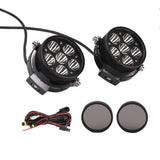6LED Motorcycle Spotlights Universal Led Auxiliary Lights with Waterproof Switch,6000K 6000LM High Low Beam Spot Lamp Led Headlights for Motorbike Bik