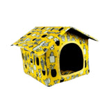 (yellow) Outdoor Stray Cat Shelter Windproof Portable Foldable Weatherproof Pet House yellow
