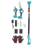 Electric Pruner Kit Digital Display Cordless Pruning Shear and 8 Inch Electric Chain Saw with Extension Pole 100240V EU Plug