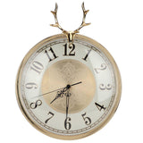 Elegant Copper Deer Head Silent Wall Clock Decor Home Office Wall Decoration