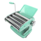 Noodles Maker Multifunction Hand Crank Pasta Machine for Lasagna Fettuccine Dumpling Wrapper Mint Green Suction Cup Type 3 Blade