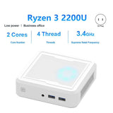 For AMD Ryzen 3 2200U Up to 65W Mini PC DDR4 NVME SSD Wifi5 BT 4.2 Gaming Computer RX Vega 10 Graph