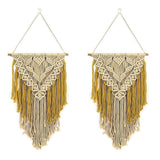 2X Cotton Wall Decoration Macrame Wall Hanging Tapestry Hand Woven Simple Boho Style for Room