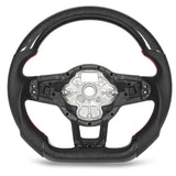 Carbon Fiber Steering Wheel Perforated Leather Red Stitching Steering Wheel for GLI R GTD