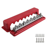(Red) 3/8inch 8 Post 600A Bus Bar Battery Terminals Power Distribution Marine Automotive Boat Solar Wiring Bus Bar  Red