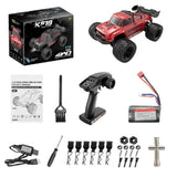 (Red) 1/14 Brushless Remote Control Car 4WD Off Road Truck Achieving 60KMH Equipped With LED Lights And Extra Batteries  Red