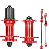 (Red) Bicycle Disc Brake Disc Hub Set, 32 Holes, MTB Front and Rear Bearing Hubs 8 9 10 11 Speed,Black Red  Red