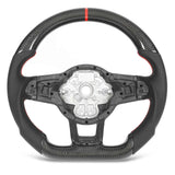 Carbon Fiber Steering Wheel Perforated Leather Non Paddle Shifter Red Stitching for GLI R GTD
