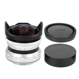 7.5MM F2.8 Fisheye Mirrorless Camera Lens Optimize Imaging Brass Mount EF M & EOSM Mounts for Canon M2 M3 M5 M6 M10 M100 M50(silver )