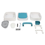 Adult Bedside Commode Toilet with Detachable Armrests Portable Moible Odorless PU Leather Seat Solid Toilet Blue