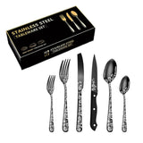 48PCS Stainless Steel Silverware Set Mirror-Polished Cutlery Flatware Set 8 Steak Knives 8 Dinner Knives 8 Forks 8 Spoons 8 Tea Forks 8 Teaspoons wit