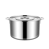 Stainless Steel Cookware Stockpot Thick Heavy Duty Stock Pot Large Capacity Soup Pot With Lid 2 Handles Rice Oil Container Inner Diameter 30cm / 11.8
