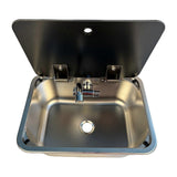 Sturdy Stainless Steel Single Bowl Sink with Glass Lid Accessory for Campers Boats and Outdoor Kitchens Supplies