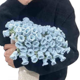 (Blue lily of the blu) Crochet Flower Bouquet Blanket Soft Lightweight Knitteds Throw with Pastels Tone for Mother Day Birthday Gift 43x43inch