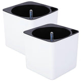 4 Pcs in 1 Set Plastic Lazy Flower Pot Double Layer Square Tray Box Planter Self Watering Flowerpot Large Capacity Water Planting Storage Box with Thi