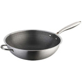 Stainless Steel Wok Honeycomb Structure Frying Pan Double Handles Chinese Wok