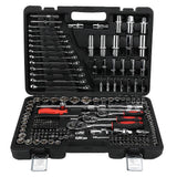 215Pcs Ratchet Wrench Set 1/4in 3/8in 1/2in Socket Set Tool Case Hand Tool Kits Box LPD00057