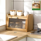 Bamboo Spice Condiment Organizer with Door Waterproof Bamboo Countertop Storage Cabinet for Home Wood Color 2 Layer 40x25x27cm