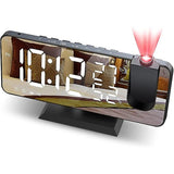 Multifunctional Radio Projection Alarm Clock With Led Mirror Screen, Usb Charging Port, Black