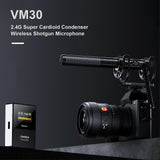 COMICA VM30 2.4G Camera Microphone Cardioid Condenser Mic System with 3.5mm Port OLED Screen Support Wired/Wireless Dual Modes Real-time Monitoring wi