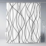 (Package 3) Bathroom Shower Curtain, Waterproof Fabric Bathroom Curtain With Weighted Hem - Black And White