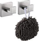 (silver) Bath Towel Hook Square Wall Hook Bathroom Kitchen Garage Heavy Duty Wall Mount 1 Pack (pulled Hole - Square Hook - Matte Black)