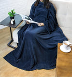 (Navy blue) High Quality Fleece Blanket With Sleeves For Women Men Adults Warm And Cozy Blanket Super Soft Cuffs Gift Ideas For Women Mother Wife 1 Piece (light P