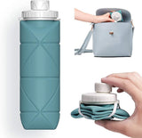 (green) Specially Designed Foldable Water Bottle Leakproof Valve Reusable Bpa Free Silicone Foldable Travel Water Bottle For Gym Camping Hiking Travel Sports