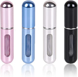 (silver pink blue and black) Refillable Mini Travel Fragrance Spray Bottle Portable Fragrance Spray Bottle Travel Size Bottle 5ml 2 Pack (shiny Silver. Shiny Pink 5ml)