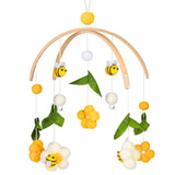 (Bee bed bell) Mobile Baby Wind Suzuki & Felt Ball Cloud Crib Trailer (white)
