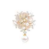 Women's Mother-of-pearl Corset Brooch With Zircon And Cherry Blossom Beads