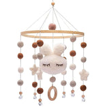 (Pink Rabbit Head) Mobile Baby Wind Suzuki & Felt Ball Cloud Crib Trailer (white)