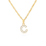 (C) Gold Zircon Letter Pendant Stainless Steel Chain 18k Gold Plated 26 Letter Necklacea