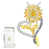 You Are My Sun  925 Silver 24K Gold Necklace Sunflower Pendant Gifts
