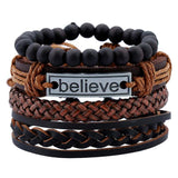 Cowhide Suit Men's Bracelet Bracelet Vintage Woven Faux Leather Bracelet Diy Combination